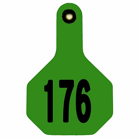 Y-TEX All-American Numbered ID Cattle Tags, 2 pc., 176-200, Medium, Green, 25-Pack