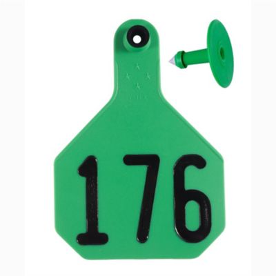 Image showing  All-American Numbered ID Cattle Tags, 2 pc., 176-200, Medium, Green, 25-Pack