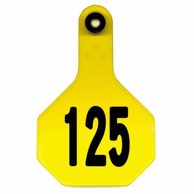 Y-TEX All-American Numbered ID Cattle Tags, 2 pc., 101-125, Medium, Yellow, 25-Pack