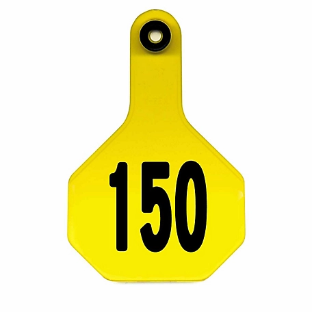 Y-TEX All-American Numbered ID Cattle Tags, 2 pc., 126-150, Medium, Yellow, 25-Pack