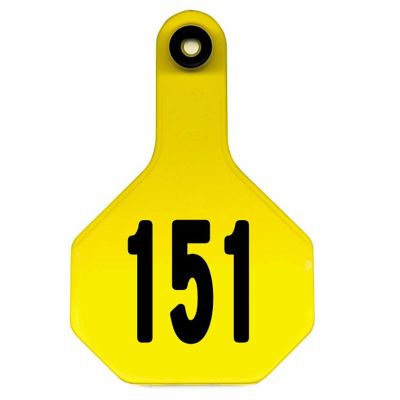 Y-TEX All-American Numbered ID Cattle Tags, 2 pc., 151-175, Medium, Yellow, 25-Pack
