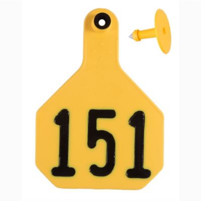 Image showing  All-American Numbered ID Cattle Tags, 2 pc., 151-175, Medium, Yellow, 25-Pack
