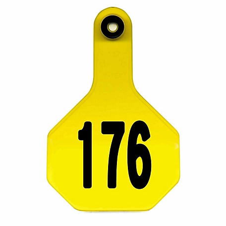 Y-TEX All-American Numbered ID Cattle Tags, 2 pc., 176-200, Medium, Yellow, 25-Pack