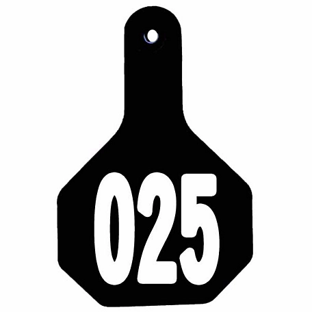 Y-TEX All-American Numbered ID Cattle Tags, 2 pc., 001-025, Medium, Black, 25-Pack, 7714001