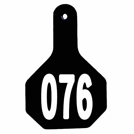 Y-TEX All-American Numbered ID Cattle Tags, 2 pc., 076-100, Medium, Black, 25-Pack, 7714076