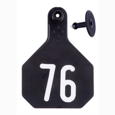 Image showing  All-American Numbered ID Cattle Tags, 2 pc., 076-100, Medium, Black, 25-Pack, 7714076