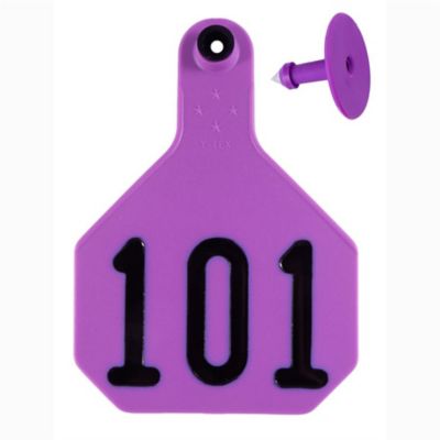 Image showing  Numbered All-American ID Cattle Tags, 2 pc., 101-125, Medium, Purple, 25 pk.