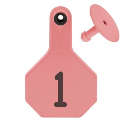 Y-TEX All-American Numbered ID Cattle Tags, 2 pc., 001-025, Medium, Pink, 25-Pack