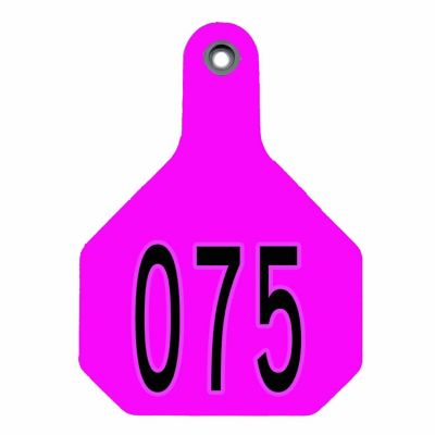 Y-TEX All-American Numbered ID Cattle Tags, 2 pc., 051-075, Medium, Pink, 25-Pack