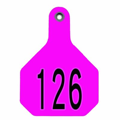 Y-TEX All-American Numbered Plastic Cattle ID Tags, 2 pc., 126-150, Medium, Pink, 25-Pack