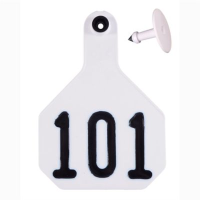 Image showing  Y-TEX All-American Numbered Plastic Cattle ID Tags, 2 pc., 101-125, Large, White, 25-Pack