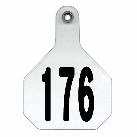 Y-TEX All-American Numbered ID Cattle Tags, 2 pc., 176-200, Large, White, 25-Pack