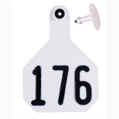 Image showing  All-American Numbered Plastic Cattle ID Tags, 2 pc., 176-200, Large, White, 25 pk.