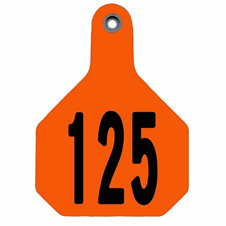 Y-TEX All-American Numbered ID Cattle Tags, 2 pc., 101-125, Large, Orange, 25-Pack