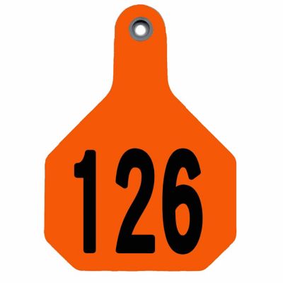 Y-TEX All-American Numbered ID Cattle Tags, 2 pc., 126-150, Large, Orange, 25-Pack