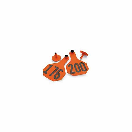 Y-TEX All-American Numbered ID Cattle Tags, 2 pc., 176-200, Large, Orange, 25-Pack