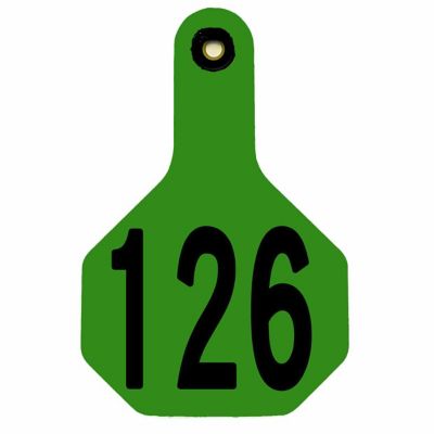 Y-TEX All-American Numbered Plastic Cattle ID Tags, 2 pc., 126-150, Large, Green, 25-Pack