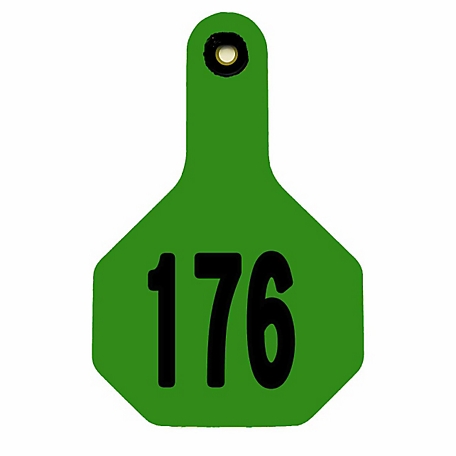 Y-TEX All-American Numbered ID Cattle Tags, 2 pc., 176-200, Large, Green, 25-Pack