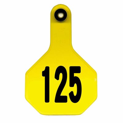 Y-TEX All-American Numbered ID Cattle Tags, 2 pc., 101-125, Large, Yellow, 25-Pack