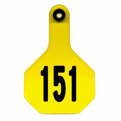 Y-TEX All-American Numbered ID Cattle Tags, 2 pc., 151-175, Large, Yellow, 25-Pack