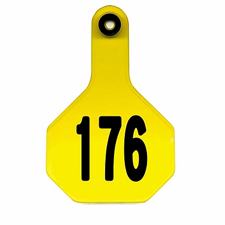Y-TEX All-American Numbered ID Cattle Tags, 2 pc., 176-200, Large, Yellow, 25-Pack