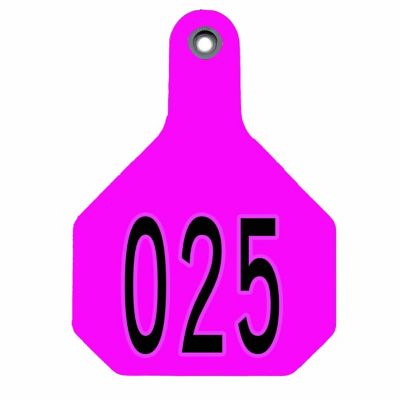 Y-TEX All-American Numbered ID Cattle Tags, 2 pc., 001-025, Large, Pink, 25-Pack