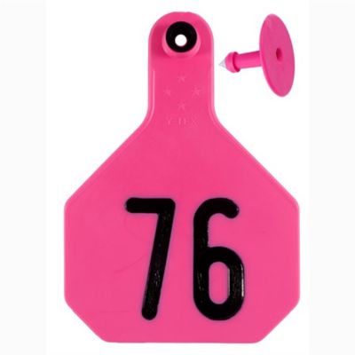 Image showing  All-American Numbered Plastic Cattle ID Ear Tags, 2 pc., Large, Hot Pink, 25-Pack