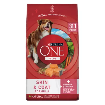 Purina ONE Adult Dry Dog Food with Natural Salmon Formula for Sensitive Stomach +Plus Formula for Skin and Coat 31.1 lb Bag Dry Dog Food