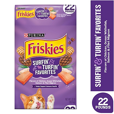 Friskies Surfin' and Turfin' Adult Chicken, Ocean Whitefish, Salmon and Beef Recipe Dry Cat Food