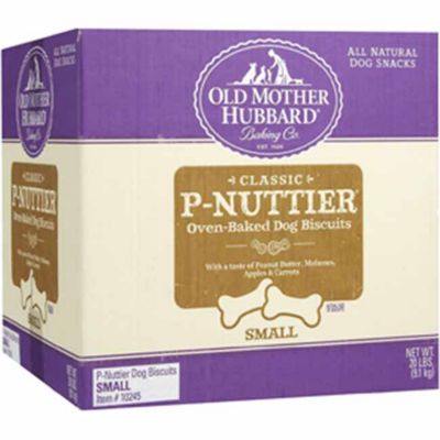 Old Mother Hubbard Classic Small Peanut Butter Flavor Oven-Baked Dog Biscuit Treats, 20 lb. These oven baked dog biscuits are made of peanut butter, molasses, apples, and carrots