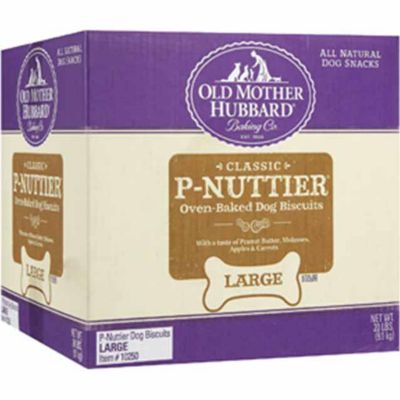 Old Mother Hubbard Classic Large Peanut Butter Flavor Oven-Baked Dog Biscuit Treats, 20 lb. My two dogs really enjoys these dog biscuits
