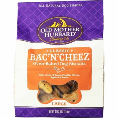 Old Mother Hubbard Classic Large Bacon and Cheese Flavor Oven-Baked Dog Biscuit Treats, 3.31 lb. My dog loves these baked biscuits