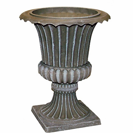 Exaco Fiber Clay Imperial Urn Planter, Concrete Grey