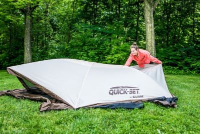 Image showing  94 sq. ft. Escape 6-Sided Screen Shelter with Wind Panel Flaps, Brown/Tan Roof/Black Mesh