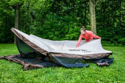 Image showing  94 sq. ft. Escape 6-Sided Screen Shelter with Wind Panel Flaps, Brown/Tan Roof/Black Mesh