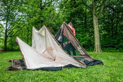 Image showing 5 th Quick-Set 94 sq. ft. Escape 6-Sided Screen Shelter with Wind Panel Flaps, Brown/Tan Roof/Black Mesh