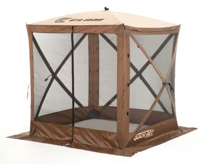 Quick-Set 36 sq. ft. Traveler Screen Shelter with Wind Panel Flaps, Brown/Tan Roof/Black Mesh, 4-Sided
