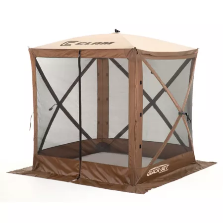 36 Square Feet Quick Adjust Travel Screen Shelter with Wind Panel Flaps Brown/Beige Roof/Black Mesh 4 Sides Canopies