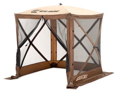 Image showing  36 sq. ft. Traveler 4-Sided Screen Shelter with Wind Panel Flaps, Brown/Tan Roof/Black Mesh