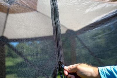 Image showing 8 th Quick-Set 36 sq. ft. Traveler 4-Sided Screen Shelter with Wind Panel Flaps, Brown/Tan Roof/Black Mesh