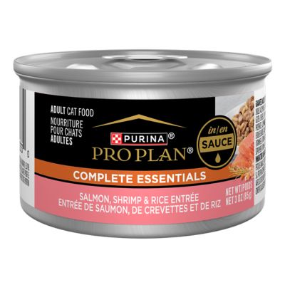 Purina Pro Plan Complete Essentials Salmon, Shrimp & Rice Entree in Sauce Wet Cat Food, 3 oz.
