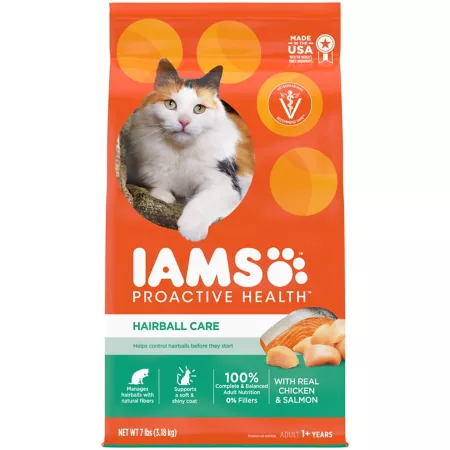 Iams ProActive Health Adult Indoor/Outdoor Hairball Care Chicken and Salmon Recipe Dry Cat Food 7 lb Bag Dry Cat Food