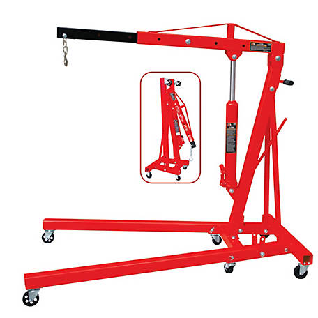 2T 2 Ton Folding Hydraulic Engine Crane Hoist Lift Stand Workshop Garage Lifter 