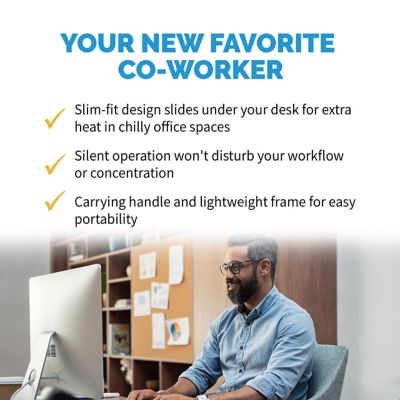 Image showing  1,365 BTU Portable Space Heater, 400-watt Under Desk Heater with Slim Fit Design and Silent, Energy Efficient Operation