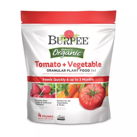 Burpee 4 lb 160 sq ft Natural and Organic Granular Fertilizer for Tomatoes and Vegetables Plant Food