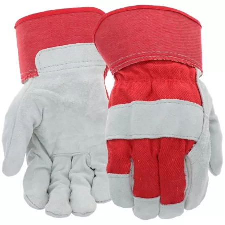 West Chester Men's Work Gloves with Split Cowhide Palm Red 1 Pair Gardening Gloves