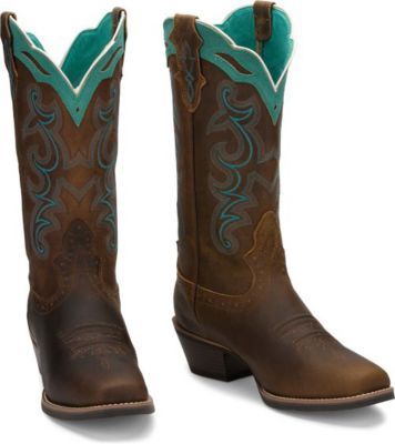 justin cowgirl boots square toe