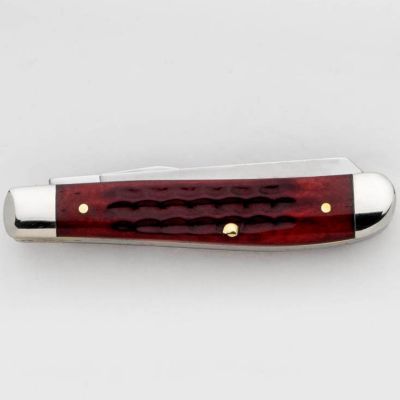 Image showing  2.75 in. Worn Bone Mini Trapper Pocket Knife, Old Red