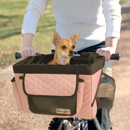 Snoozer Pet Bike Basket 10 in x 13 in x 10 in Fits Pets Up to 15 lbs Pink/Grey Pet Bicycle Trailers & Baskets