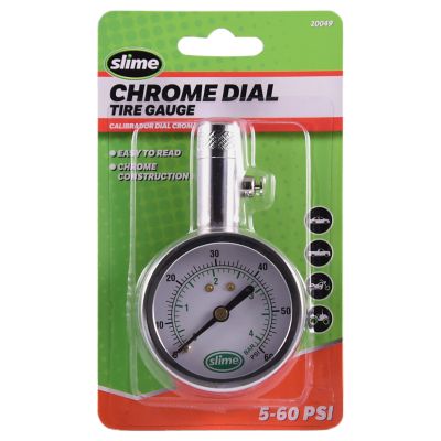 Slime 5-60 PSI Chrome Dial Tire Gauge